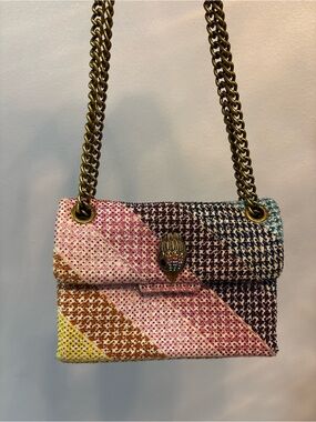 Kurt Geiger Multicolor Houndstooth Shoulder Bag with Gold Chain